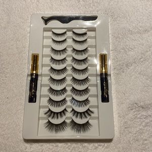 Magnetic Eyelashes Lot of 10 sets and 2 eyeliners with tweezers NWT